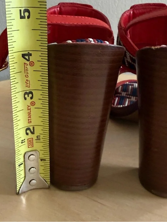 Tory Burch Florian Sandals Heels Tapestry Size 8 - Picture 15 of 15